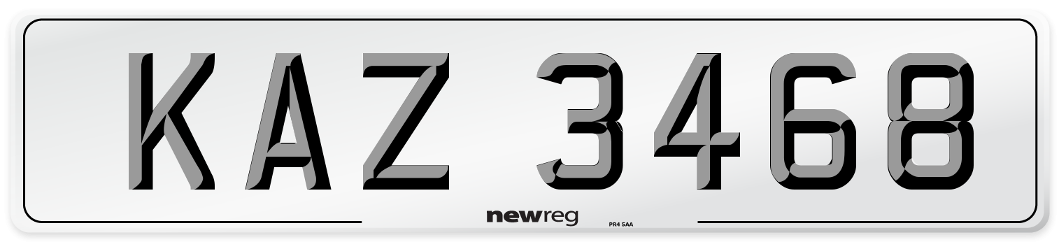 KAZ 3468 Number Plate from New Reg